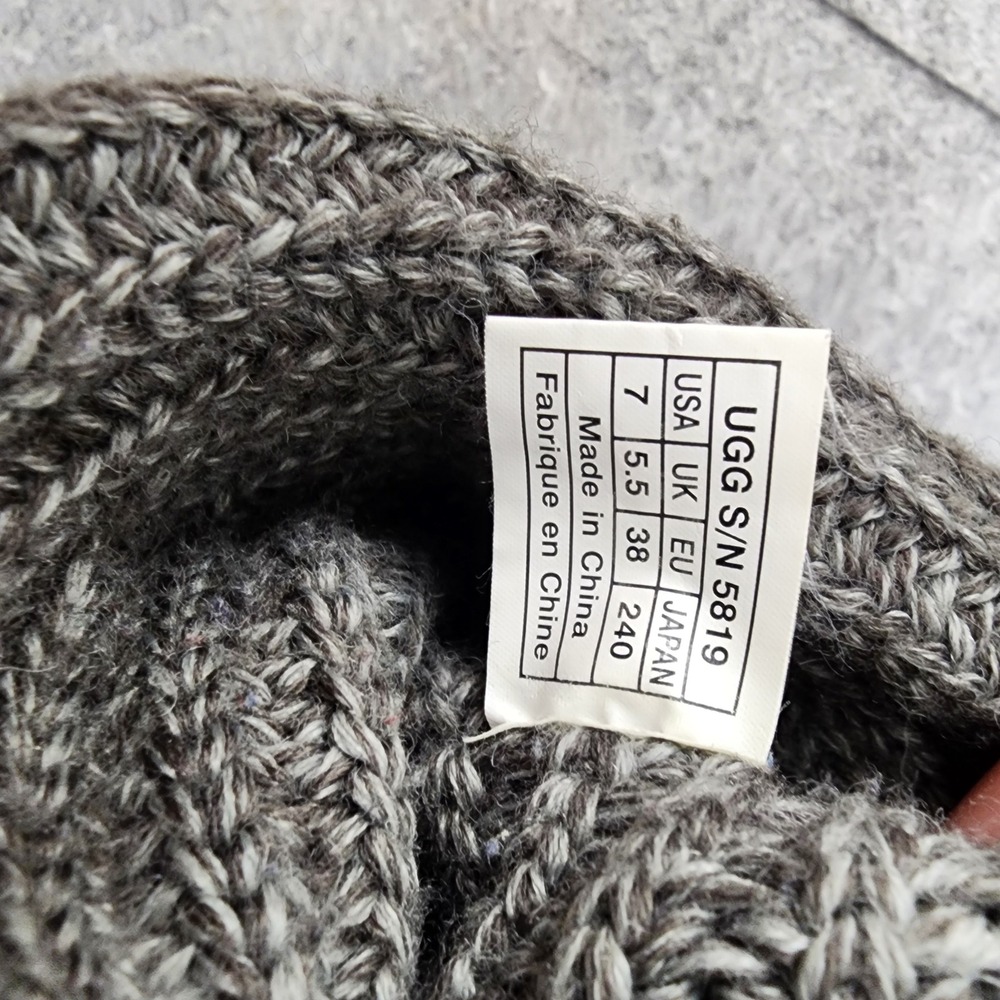 UGG Lattice Cardy Grey Knit Tall Sheepskin Lining Boots Womens 7 5819 - Picture 7 of 8